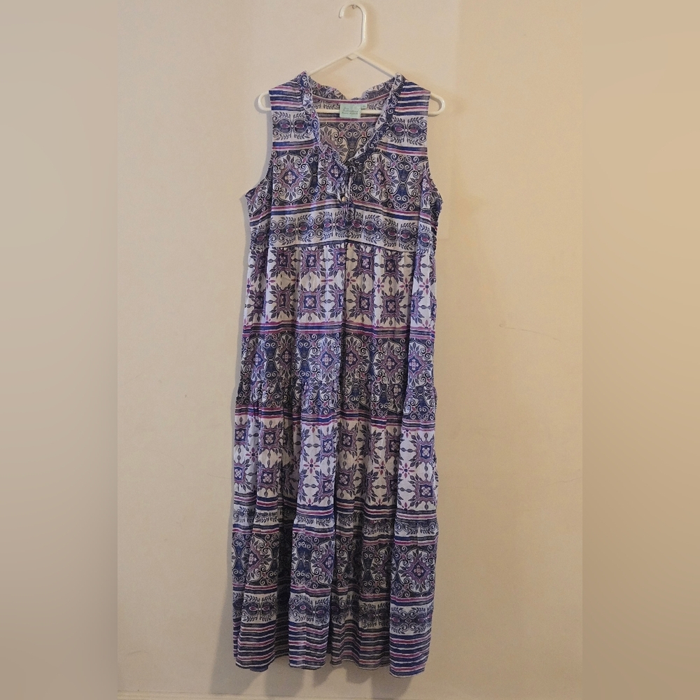 True Destinations Purple & White Maxi Boho Beachy Dress